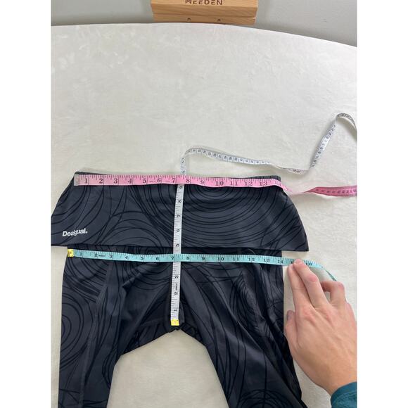 Desigual Celana Ketat Active Legging Fold Over Swirl Gray Womens Medium Designer - Picture 10 of 11